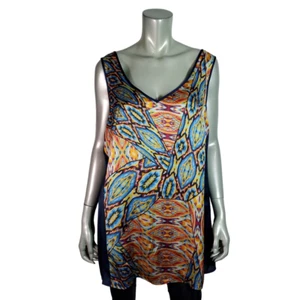 Lane Bryant Top Plus Size 22 Double V-Neck Silky Sleeveless Casual Pullover Blue - Picture 1 of 6