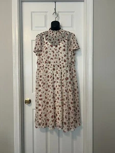TORRID PLUS SIZE SZ 2 OFF WHITE FLORAL 2 PIECE SHEER FIT & FLAIR DRESS - Picture 1 of 10