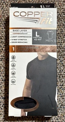 Copper Fit Compression Short Sleeve T-Shirt  Size L (Large) Black New - Image 1 of 2