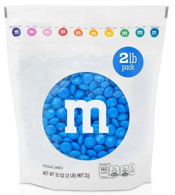 M&M’S Milk Chocolate Blue Chocolate Candy - 2lbs of Bulk Candy in Resealable ... - Image 1 of 4