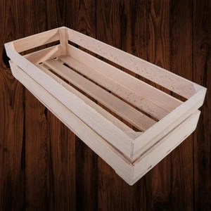 Wooden Shallow Small Crate 24x10x5.5 cm Gift Hamper Display Shelf Storage Box - Picture 1 of 12