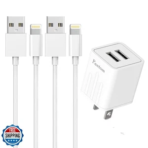 Dual Port 2.4A Wall Charger Plug with 2-Packs 5-Feet Cable Charge Sync Compat - Picture 1 of 5