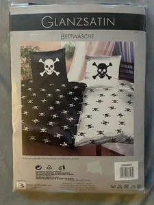 Bettwäsche Bettbezug Mikrofaser 2tlg 135x200 cm Totenkopf schwarz Weiß KULT - Bild 1 von 4
