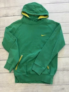 Nike Hoodie Youth Small Green Yellow Swoosh Pullover Kangaroo Pocket Athletic - Picture 1 of 11