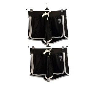 2 PAIRS Justice Girls Black Dolphin Shorts Size 7/8 NWT Drawstring Logo Cotton - Picture 1 of 20