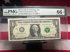 2013 $1 Federal Reserve Note - PMG - 66 - Gem - Uncirculated - Picture 1 of 2