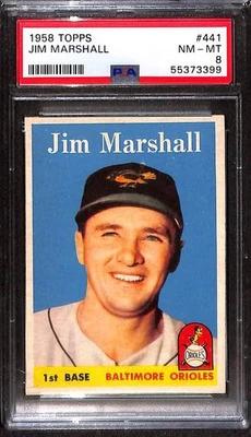 1958 Topps #441 Jim Marshall PSA 8 NM-MT 55373399  - Image 1 of 3