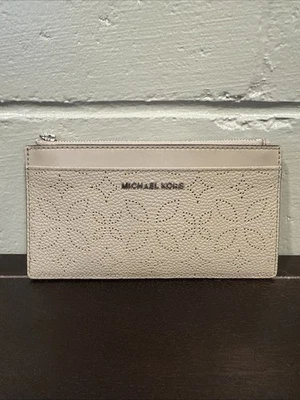 Michael Kors Cartera Estuche para Tarjetas Cremallera Única Corte Láser Cuero Gris - MK Foto 1 de 3