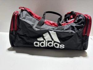 Large Adidas Duffle Bag Black Red White Gym Travel - Picture 1 of 6