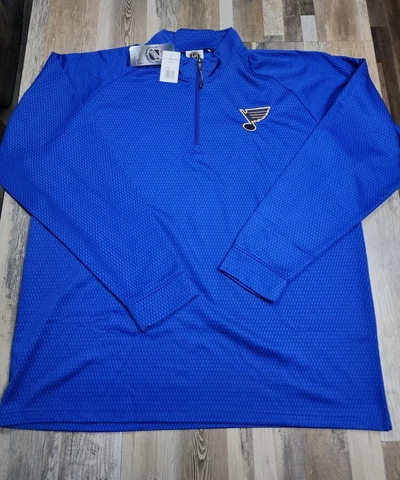 New ST LOUIS BLUES 1/4 Zip Mens Pullover Shirt Size XL NHL Hockey Performance Cover