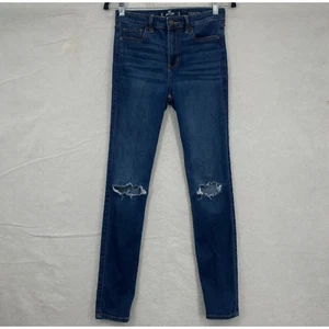 Hollister Jeans Womens Sz 3R 26 High Rise Super Skinny Destroyed Ripped Thrasher - Picture 1 of 12