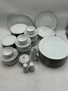 58) PCS--NORITAKE WHITEBROOK--- 8) 5 PC PLACE SETTINGS + EXTRAS -- JAPAN - Picture 1 of 11