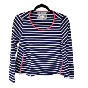 Lili's Closet Womens Sz XS Blue White Striped 3/4 Sleeve Blouse - Picture 1 of 11