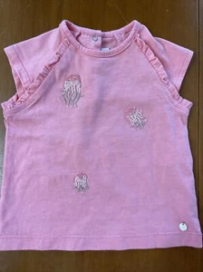 Tartine Et Chocolat NWOT Pink Bead Embellished Short Sleeve T-Shirt-6Mos - Picture 1 of 7