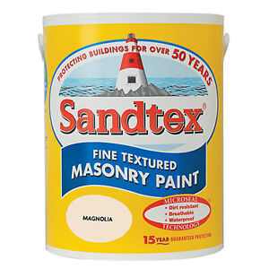 Sandtex -  Masonry Paint 5L - Fine Textured - Quality Waterproof -  15 Colours
