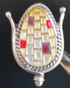 Cherokee Corn Husk maize Ring large Gemstone Sterling 9 Museum Gorgeous Piece - Picture 1 of 14
