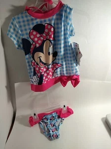 Disney Minnie Mouse 3- Traje de baño protector contra erupciones niñas conjunto de natación 2T UPF 50+ NUEVO CON ETIQUETAS - Imagen 1 de 5