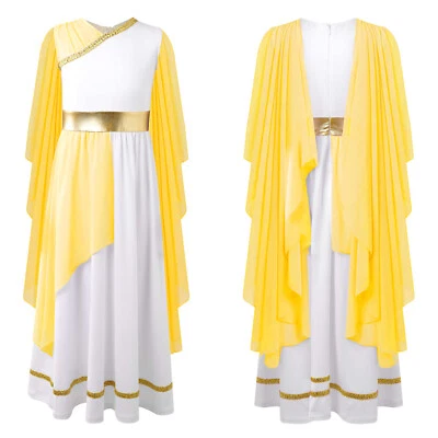 Girls Cosplay Costume Roman Grecian God Sleeveless Outfit Princess Dress Up - Image 1 of 3