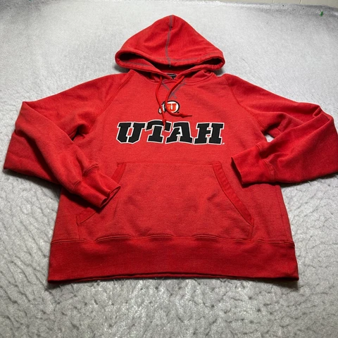 Utah Utes Champion Elite Hoodie Mens Medium M Red Long Sleeve Fleece Sweatshirt Cover