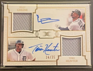 2024 Topps Definitive Riley Greene / Torii Hunter Dual Patch Auto /35 TIGERS - Picture 1 of 2
