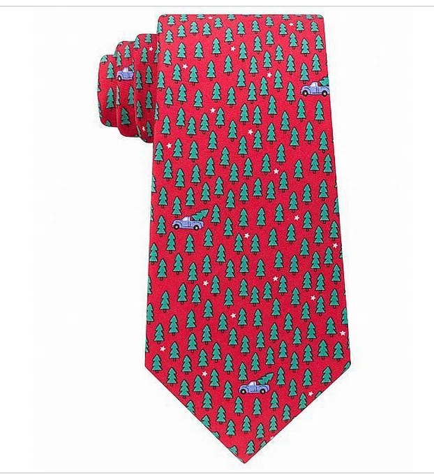 Tommy Hilfiger Red Holiday Tree Pick up Mens Neck Tie Silk Accessory 371