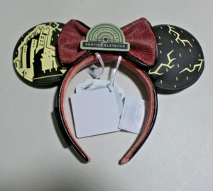 DISNEY PARKS TOWER OF TERROR LOUNGEFLY GLOW IN THE DARK MINNIE MOUSE EARS "NWT" - Picture 1 of 2