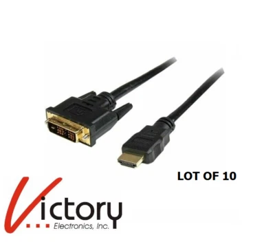 NUEVO Cables HDMI a DVI-D StarTech | 10 pies - Negro | LOTE DE 10 | HDMIDVIMM10 Foto 1 de 4