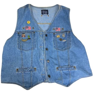 Daytona 97 Denim Lady's Biker Vest 2X with Biker Pins Harley Hog Sturgis Saloon - Picture 1 of 12