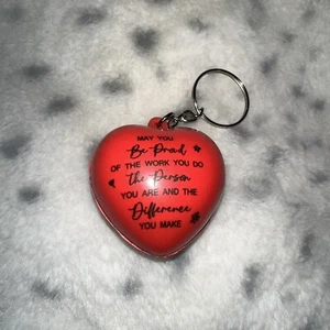 “Be Proud Of The Work You Do” Rubber Squishy Heart Keychain - Picture 1 of 2