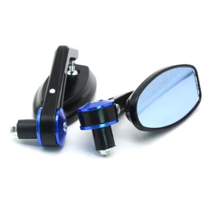 Motorcycle Scooter 7/8" 22mm HandleBar End Rearview Mirrors For Harley Kawasaki - Picture 1 of 2