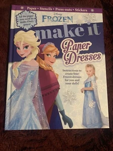 Disney Frozen Make It Paper Dresses Stencils Stickers Hardcover Book 2015 New - Imagen 1 de 2