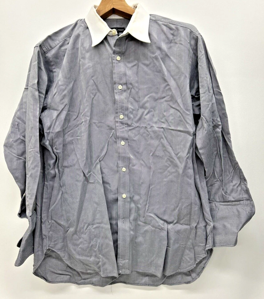 Camisa de vestir Robert Talbott para hombre azul gris manga larga talla 17 1/2 33 Foto 1 de 4