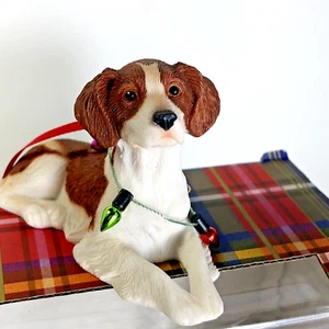 Sandicast Brittany Spaniel dog with Christmas Lights Ornament - Picture 1 of 12