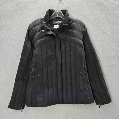 Chaqueta grande para mujer Kenneth Cole Reaction negra acolchada bolsillos con cremallera completa Foto 1 de 4