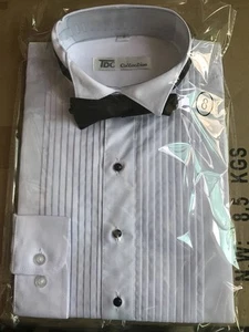 Boy's Standard Cuff Tuxedo Dress Shirt Wing Collar with Bow-Tie KG11 Size: 8--20 - Picture 1 of 3