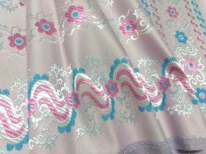 Myanmar Traditional Silk Blend Damask Fabric 2 yrds Sarong Dress Stitched - Picture 1 of 43