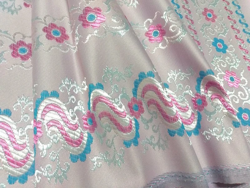 Myanmar Traditional Silk Blend Damask Fabric 2 yrds Sarong Dress Stitched - Image 1 of 1