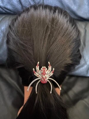 Corbata de pelo araña roja / ornamentada de 3 pulgadas de ancho por diademas de diamantes de imitación ¡La mejor! Foto 1 de 2