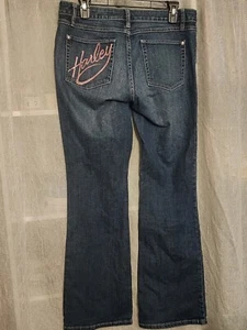 Harley Davidson Womens Bootcut Embellished Bling Rhinestone Denim Jeans - Picture 1 of 7