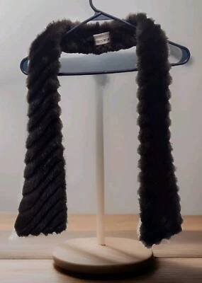 Bufanda de piel de visón marrón sintético Nordstrom vintage cuello largo accesorio de invierno 48" Foto 1 de 4
