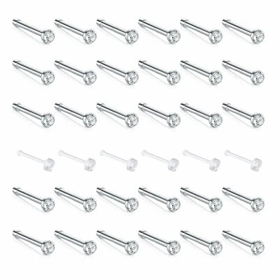 36 PIEZAS Tornillos para nariz de acero quirúrgico Tornillos para hueso Pernos Retenedor Cuerpo Piercing Joyería Foto 1 de 4