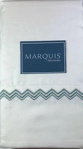 Waterford Marquis Varrick Embroidered  Standard Pillowcases  Cotton White/Teal - Picture 1 of 2