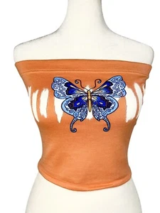 CAMICIA VINTAGE ANNI 90 Y2K TUBO FARFALLA TOP SPANDEX NO CONFINI CYBER DIVA - Foto 1 di 13