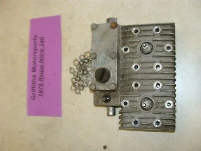 1976 RUPP NITRO 340 440? cylinder head NICE w spark plugs nuts water jacket cap - Image 1 of 4