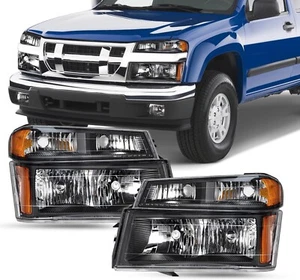 04-12 Chevy Colorado GMC Canyon gruppo faro 4 pezzi alloggiamento nero ambra - Foto 1 di 7