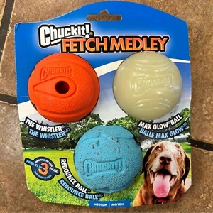 Chuckit FETCH BALL MEDLEY 2 inch Medium Dog Toy Whistler-Glow In The Dark-Fetch - Picture 1 of 1