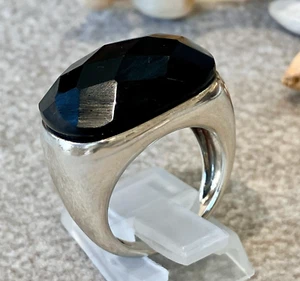 925 Sterling Silver Black Onyx Ring Size M - 90s Modern Vintage Kiran for QVC - Imagen 1 de 9