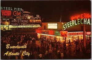 Vintage 1960s ATLANTIC CITY New Jersey Postcard "Bright Lights of the Boardwalk" - Picture 1 of 2