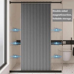 Wasserdichter Magnet Duschvorhang Faltbar Als Badezimmer Trennwand DE - Bild 1 von 19