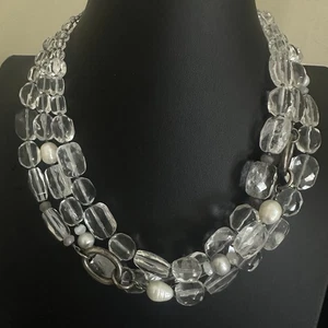 SILPADA Sterling Silver VTG RARE Crystal Pearl Multi Strand Statement Necklace - Picture 1 of 11